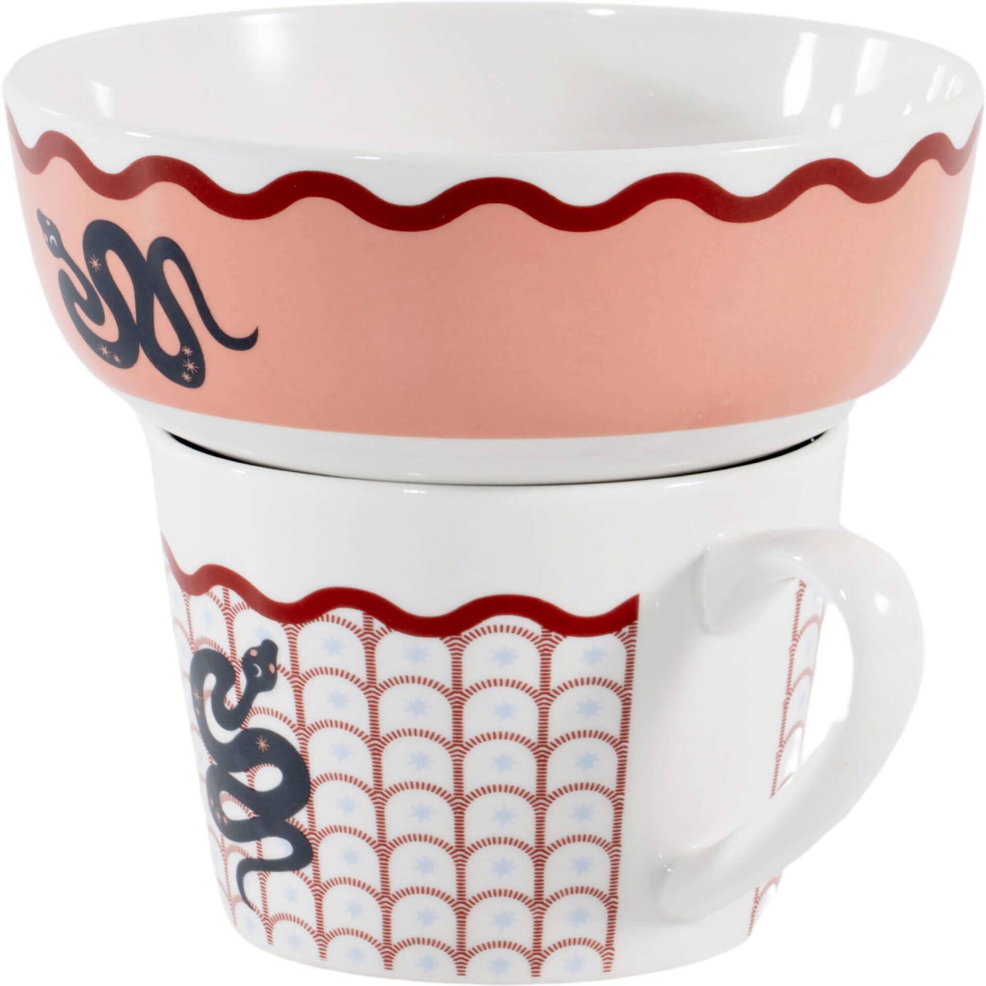 Conjunto Caneca 350ml e Taça 500ml Serpente Cosmos