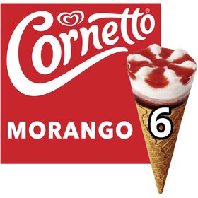 Gelado Cone Morango 6 unidades Cornetto