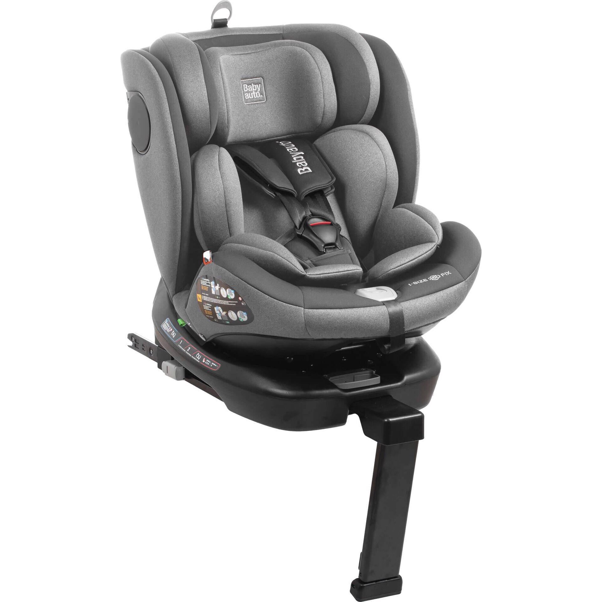 Cadeira Auto I-Size 40-150cm Isofix Rotativa com Pata Cinza