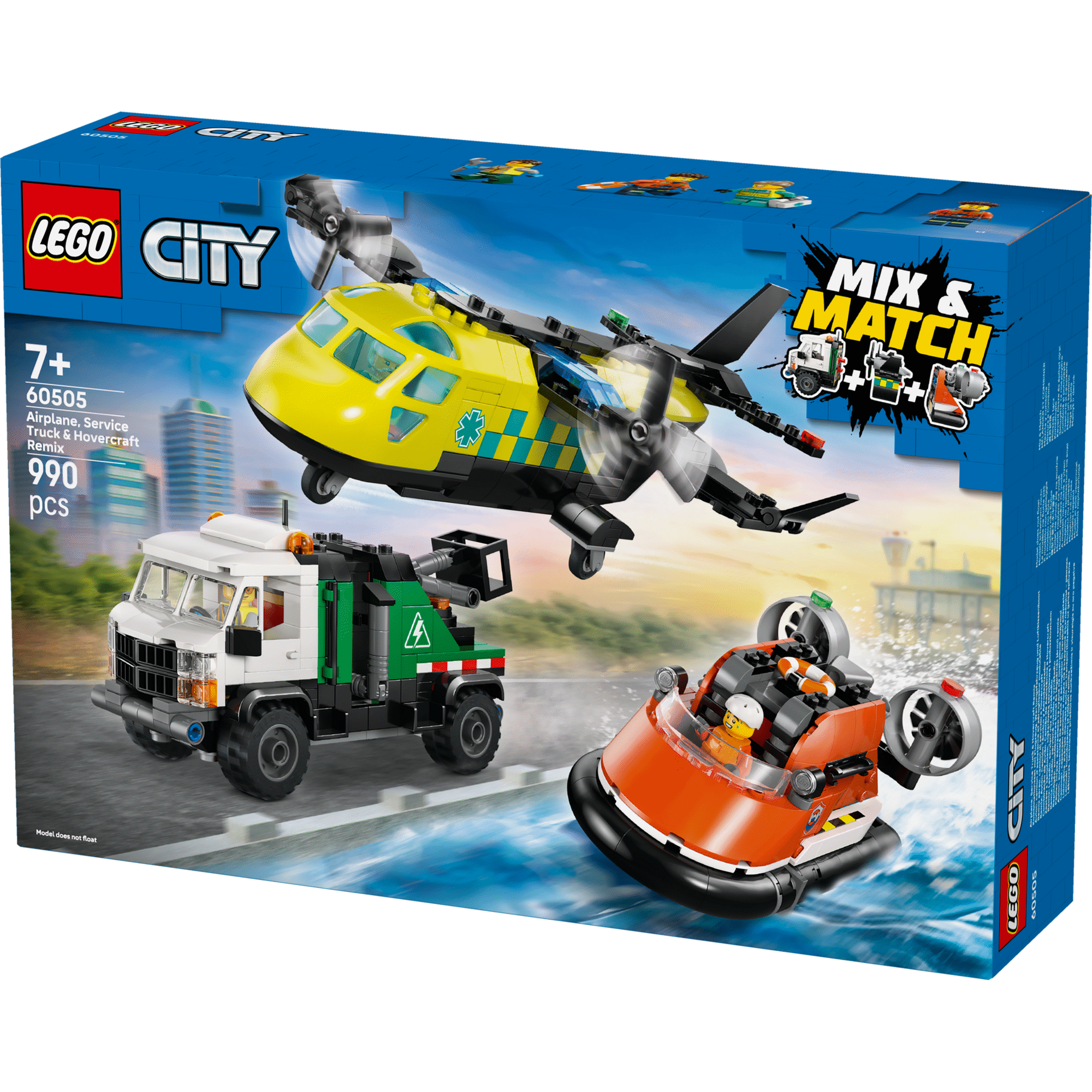 LEGO City - Combina&ccedil;&atilde;o de Avi&atilde;o, Cami&atilde;o de Assist&ecirc;ncia e Hovercraft - 60505
