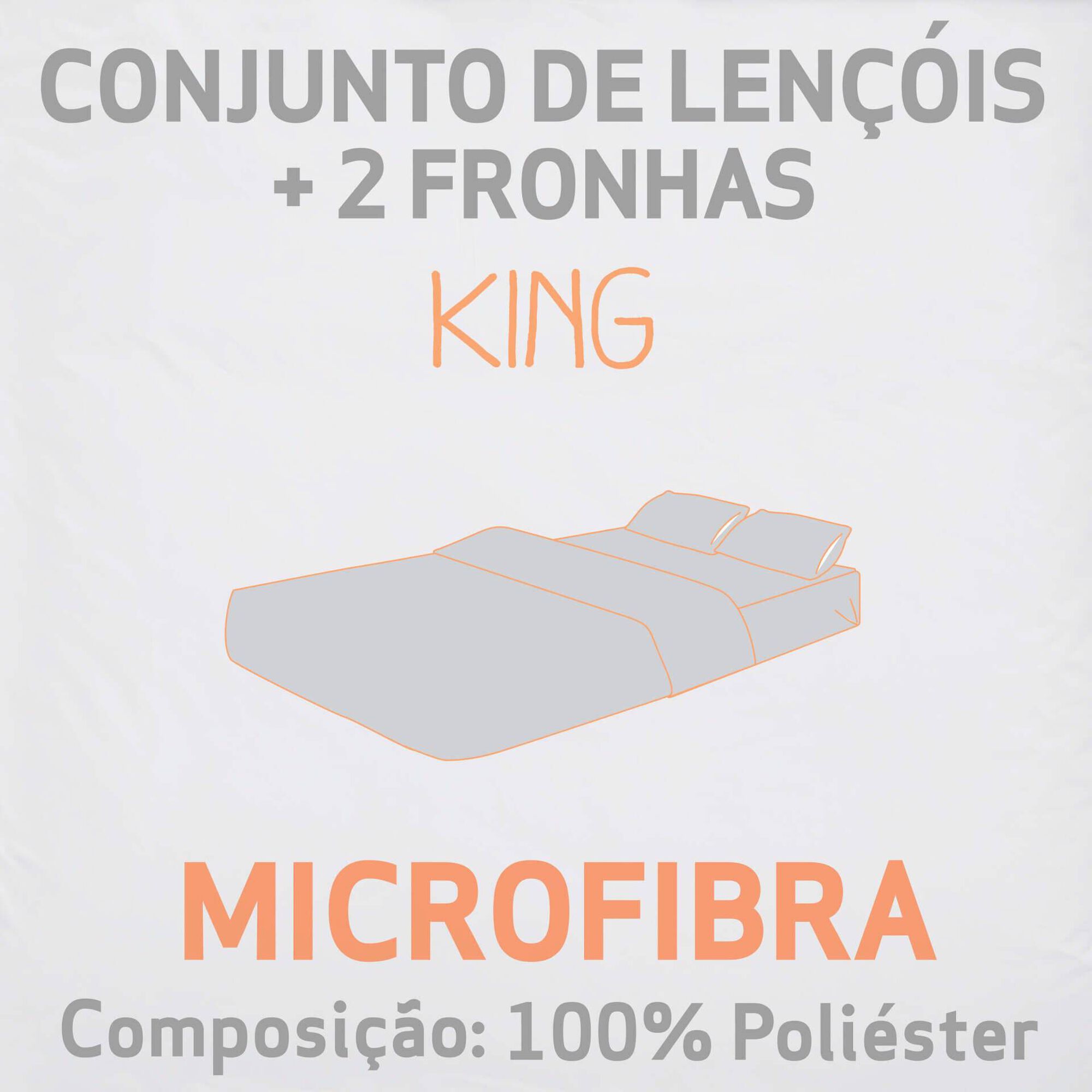 Conjunto Len&ccedil;&oacute;is Microfibra 260x280cm Cinza Kasa