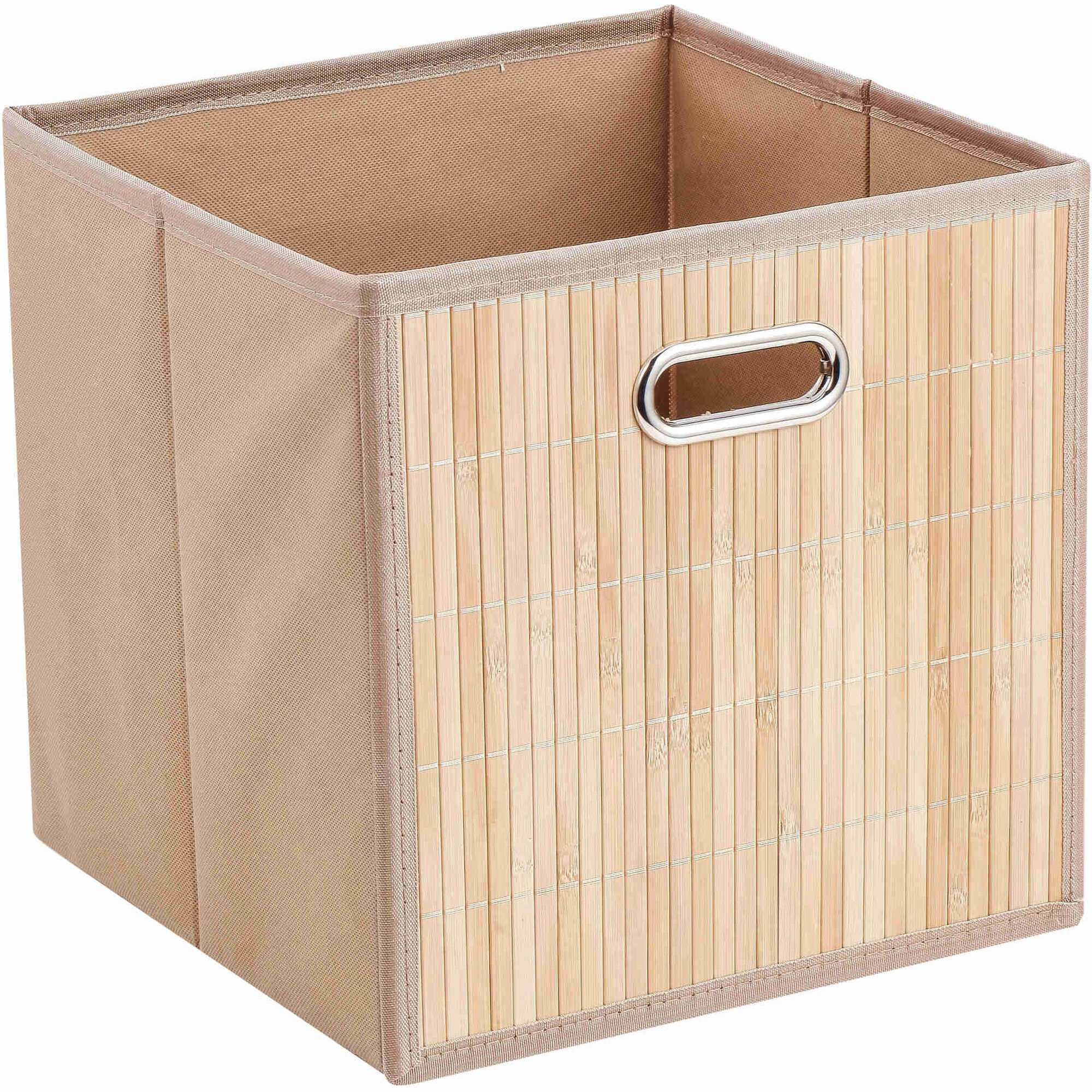 Caixa de Bambu e Tecido Quadrada 31x31x31cm Bazar&atilde;o