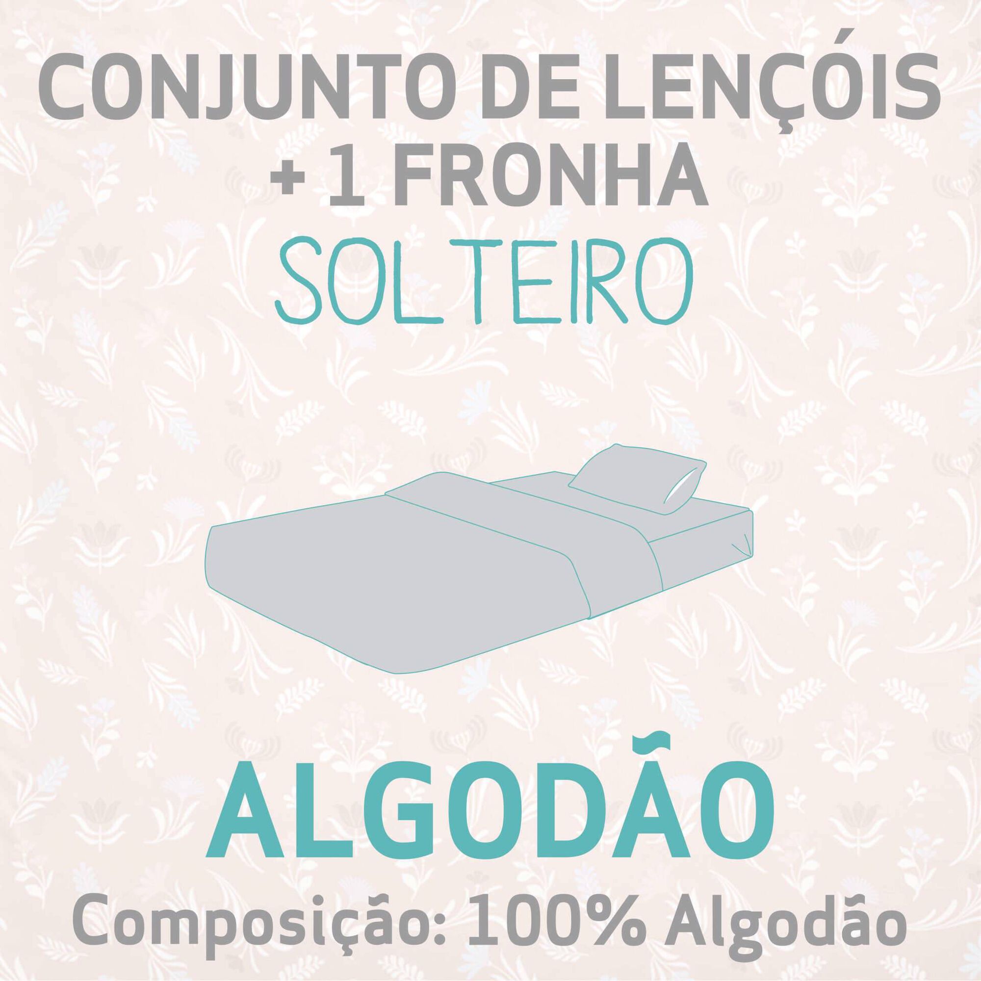 Conjunto Lençóis Algodão 160x270cm Plantópia