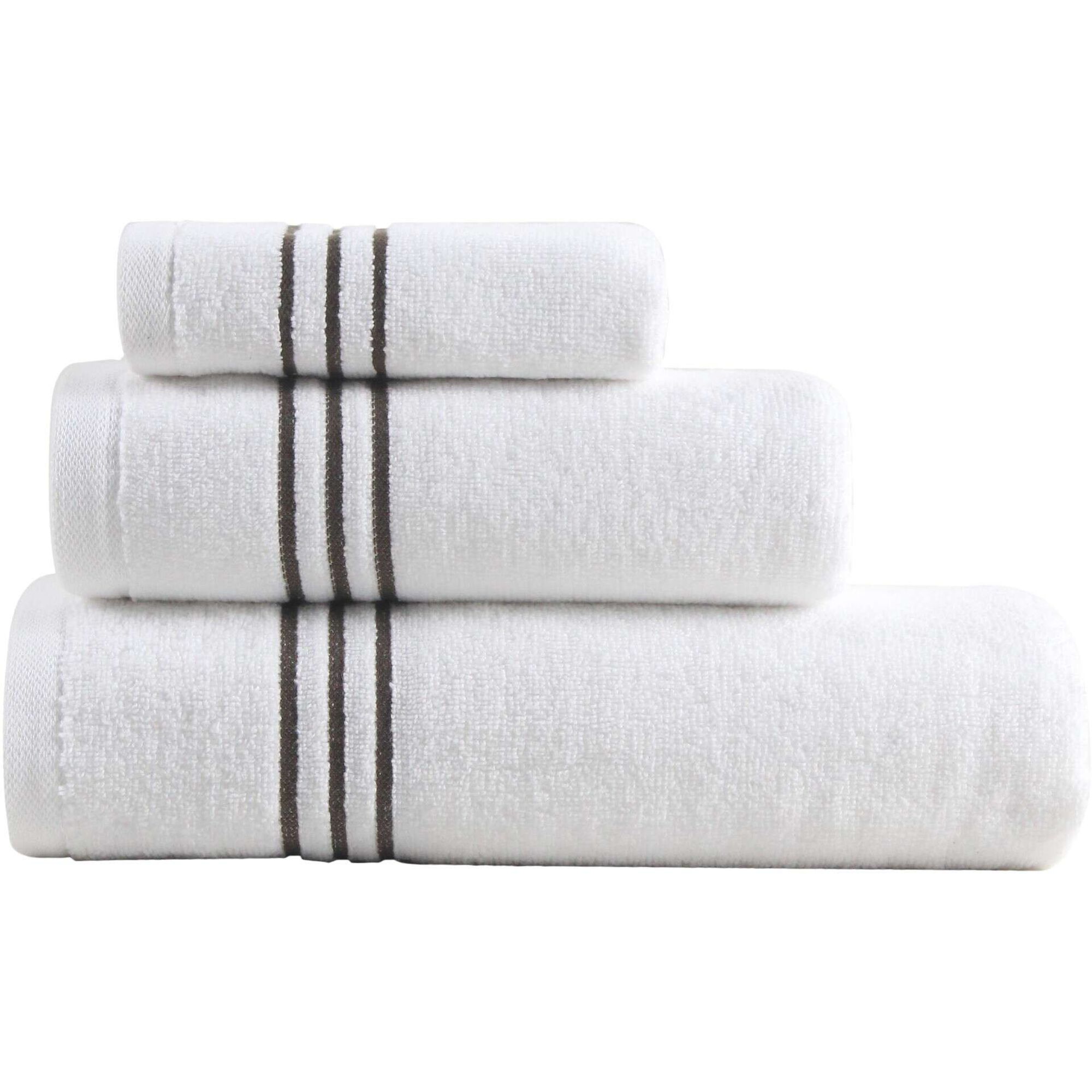 Conjunto 3 Toalhas Branco e Castanho Kasa