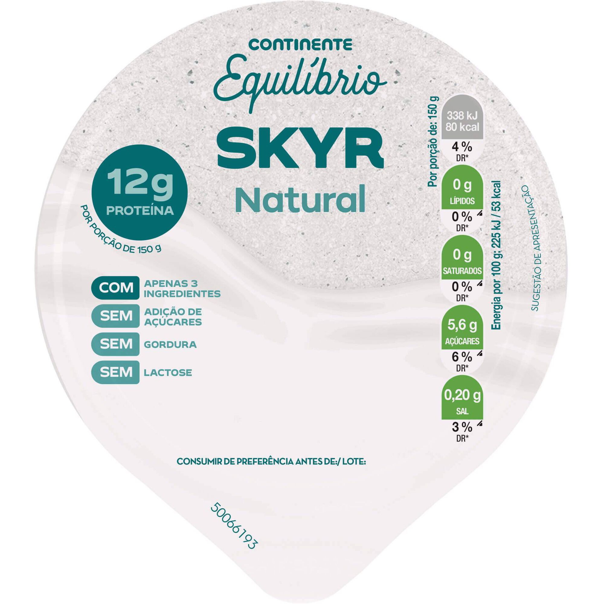 Iogurte Skyr Natural Continente Equil&iacute;brio