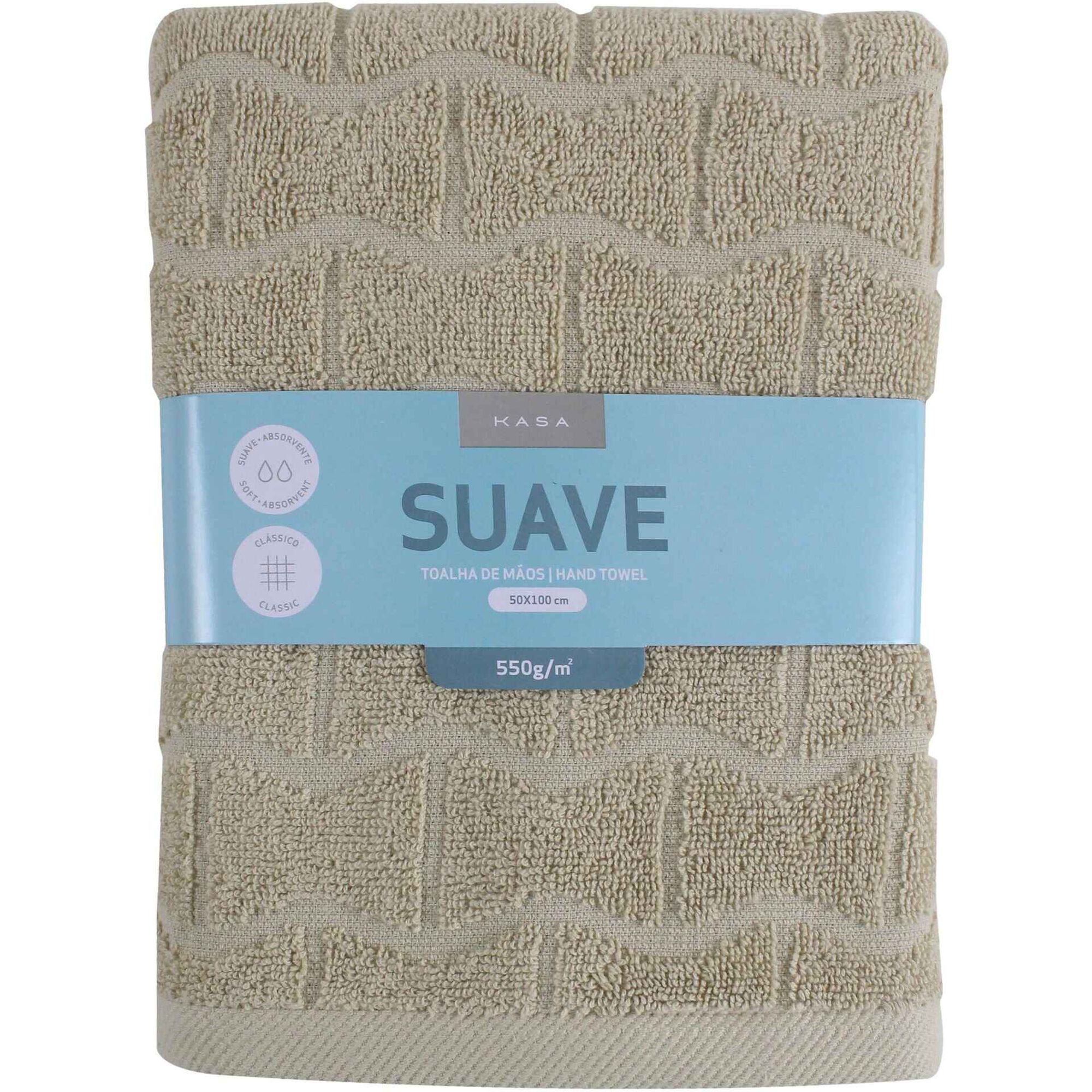 Toalha M&atilde;o Jacquard Bege Kasa