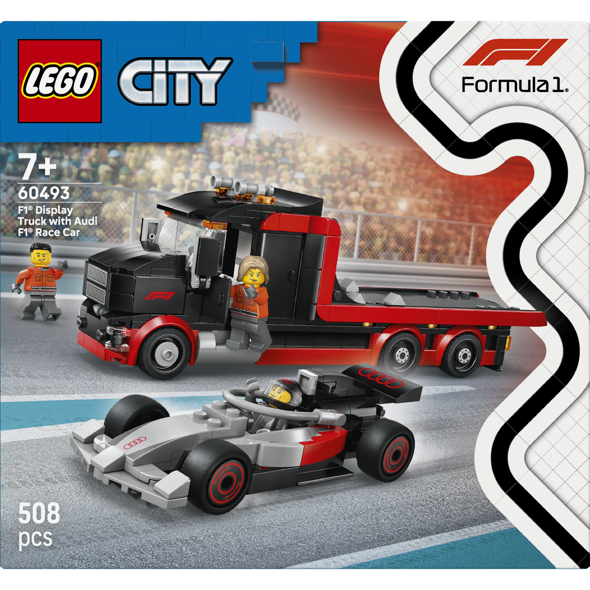 LEGO City - Cami&atilde;o de Exposi&ccedil;&atilde;o de F1&reg; com Carro de Corrida de F1&reg; Audi - 60493