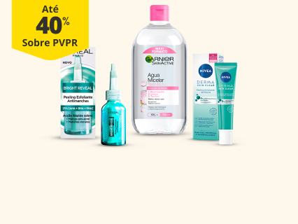 Até 40% sobre PVPR em Limpeza e Desmaquilhantes