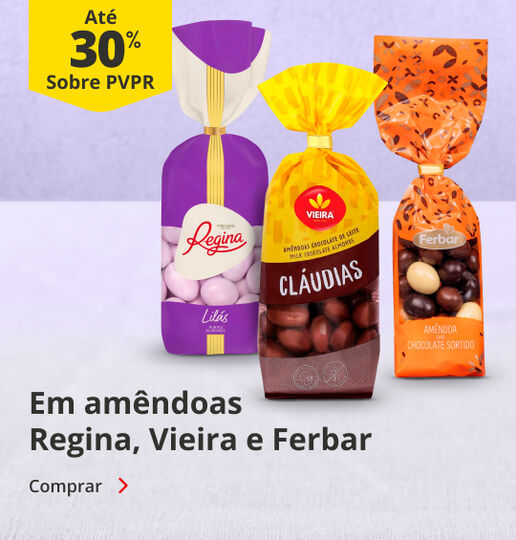 At&eacute; 30% PVPR em Am&ecirc;ndoas Regina, Vieira e Ferbar