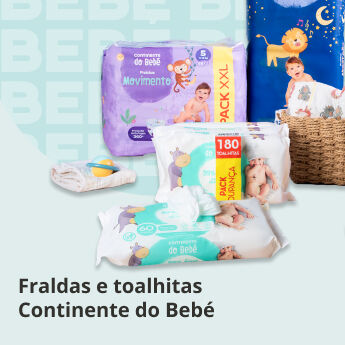 Fraldas e toalhitas Continente do Beb&eacute;