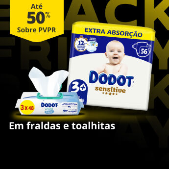 Até 50% PVPR em fraldas e toalhitas