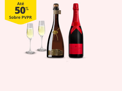 At&eacute; 50% PVPR em Champanhe e Espumante