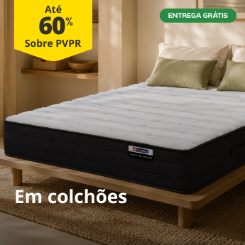 At&eacute; 60% sobre PVPR em colch&otilde;es com entrega gr&aacute;tis
