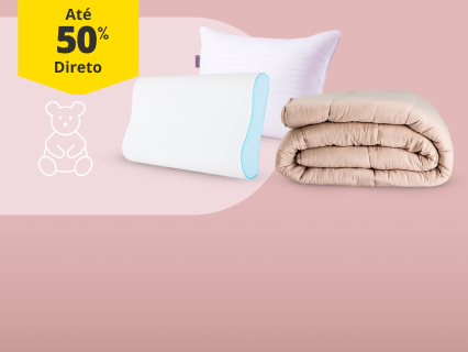 At&eacute; 50% Desconto Direto em Almofadas e Roupa de Cama. De 23/02 a 15/03.