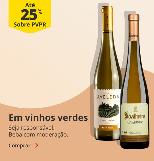  At&eacute; 25% PVPR em vinhos verdes. Seja respons&aacute;vel, beba com modera&ccedil;&atilde;o.