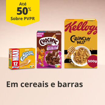 At&eacute; 50% PVPR em cereais e barras