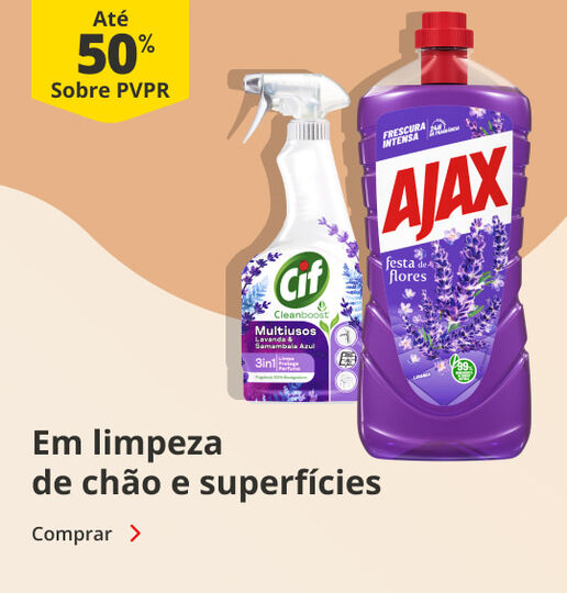 At&eacute; 50% PVPR em Limpeza do ch&atilde;o e superf&iacute;cies