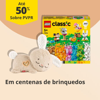 at&eacute; 50% PVPR em centenas de brinquedos