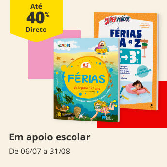At&eacute; 40% em livros de Apoio Escolar F&eacute;rias