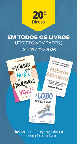 20% Desconto Direto livraria, exceto novidades. At&eacute; 16 de fevereiro