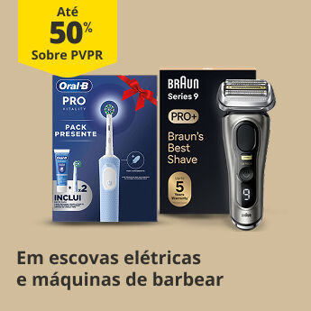 Até 50% PVPR Em Escovas elétricas e Máquinas de Barbear