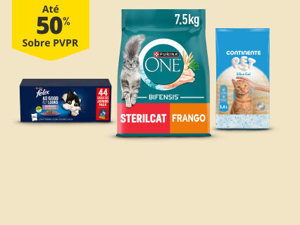 At&eacute; 50% PVPR em produtos para gato