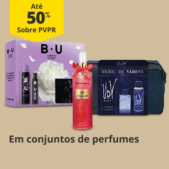 At&eacute; 50% PVPR em conjuntos de perfumes