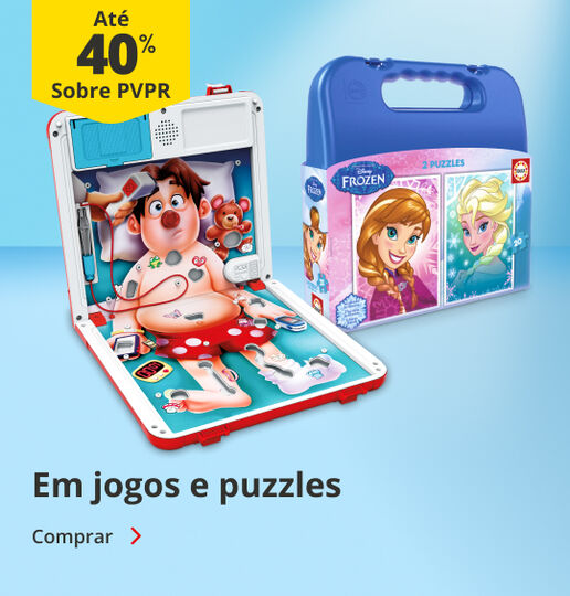 At&eacute; 20% sobre PVPR em Jogos e Puzzles