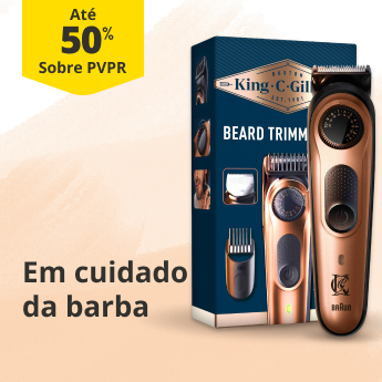 At&eacute; 50% sobre PVPR em cuidado da barba