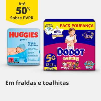 At&eacute; 50% PVPR em Fraldas e Toalhitas