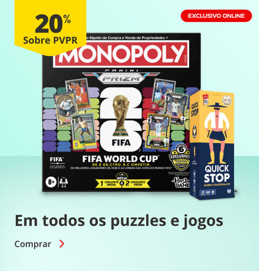 20% PVPR em todos os jogos e puzzles. Exclusivo online