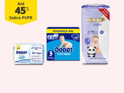 At&eacute; 45% pvpr em fraldas e toalhitas