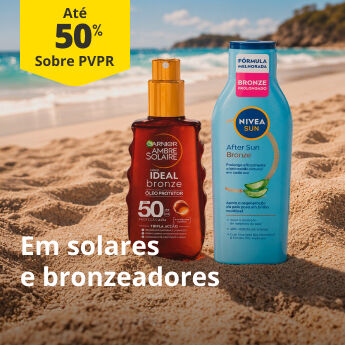 At&eacute; 50% PVPR em solares e bronzeadores 