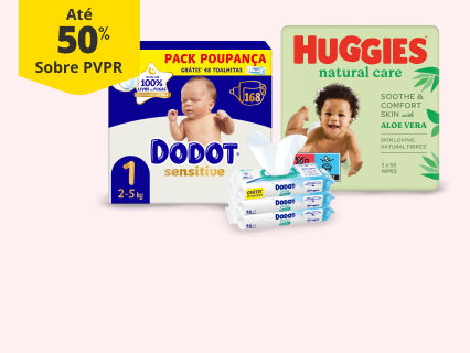At&eacute; 50% PVPR em Fraldas e Toalhitas