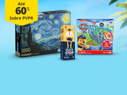 Até 60% PVPR em jogos e puzzles