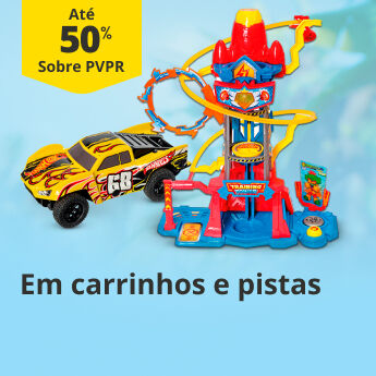 Até 50% sobre PVP Recomendado em carrinhos e pistas Até 50% sobre PVP Recomendado em carrinhos e pistas
