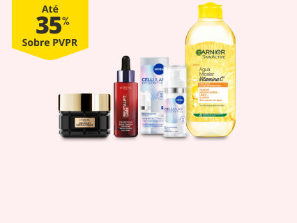 At&eacute; 35% PVPR em cremes e s&eacute;runs de rosto