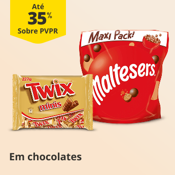 At&eacute; 35% PVPR em chocolates