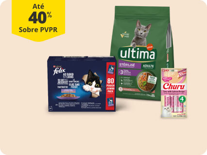 At&eacute; 40% PVPR em alimenta&ccedil;&atilde;o para gato