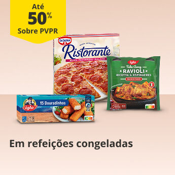At&eacute; 50% PVPR em Refei&ccedil;&otilde;es Congeladas 