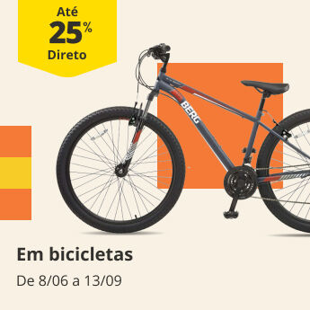 At&eacute; 25% Desconto Direto em bicicletas. De 8/06 a 13/09
