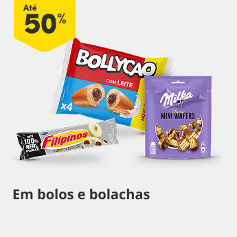 Até 50% em bolos e bolachas