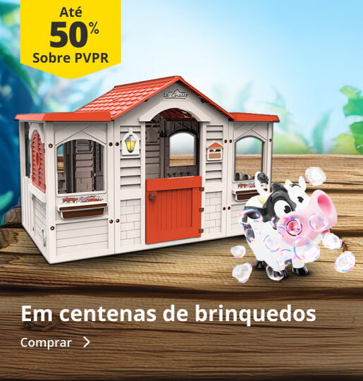 Até 50% PVPR em centenas de brinquedos Até 50% PVPR em centenas de brinquedos