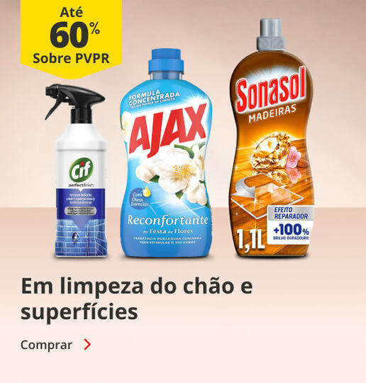 At&eacute; 60% PVPR em Limpeza do ch&atilde;o e superf&iacute;cies