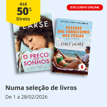 50% desconto direto numa sele&ccedil;&atilde;o de livros. Exclusivo online