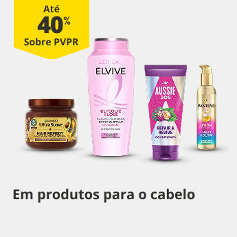 Até 40% PVPR em produtos para o cabelo Até 40% PVPR em produtos para o cabelo