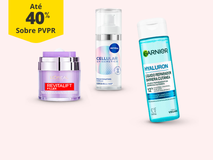 At&eacute; 40% PVPR em Limpeza e Hidrata&ccedil;&atilde;o do Rosto