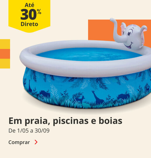ate 30% DD em praia, piscinas e boias