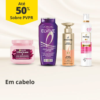 At&eacute; 50% PVPR em produtos para o cabelo