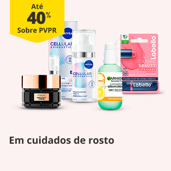 At&eacute; 40% em produtos para o rosto